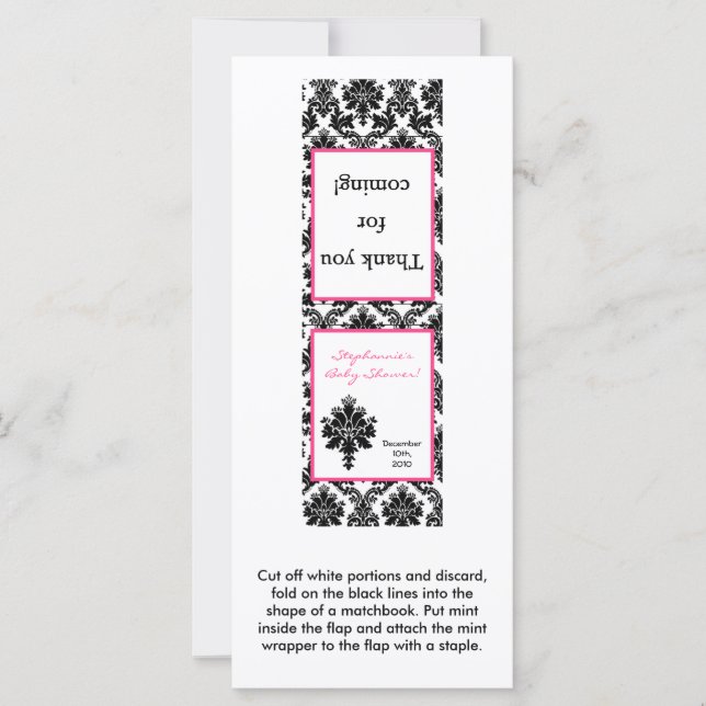 25 Mint Matchbooks Shock rosa Black Damask (Framsida)