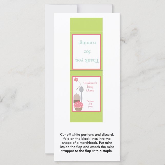 25 Mint Matchbooks Tea Party Rosa Pastel Cupcoa (Framsida)