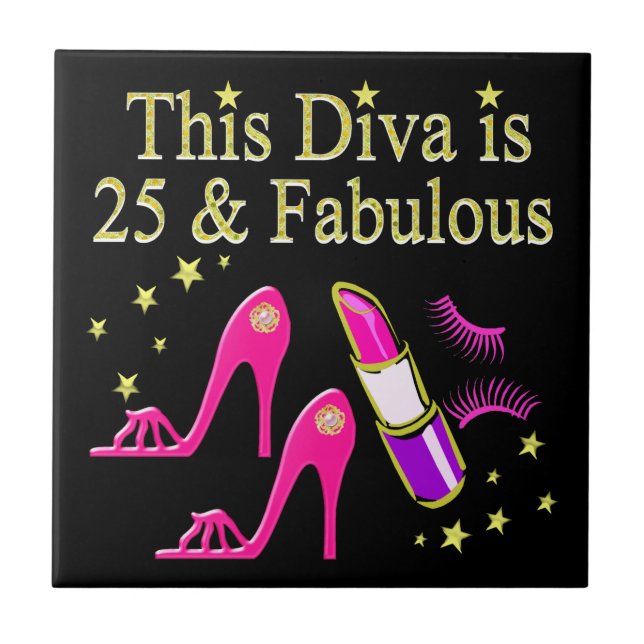 25 OCH FABULOUS DAZZLING DIVA DESIGN KAKELPLATTA (Framsidan)