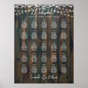 25 RUSTIC-passagerarkartor för Elegant med Bord Poster