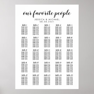 25 Stort Bröllop-gästdiagram för stora Bord Poster