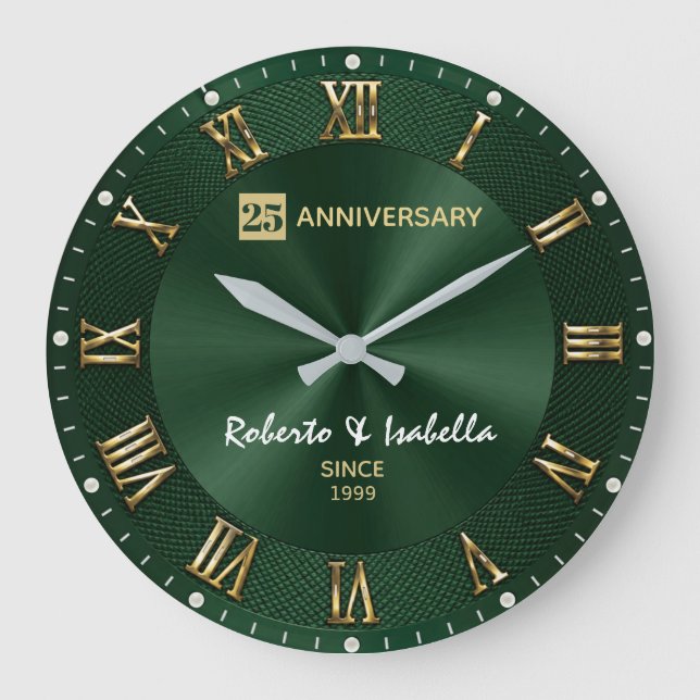 25 th Anniversary Emerald Green Luxury Wedding Ann Stor Klocka (Framsida)