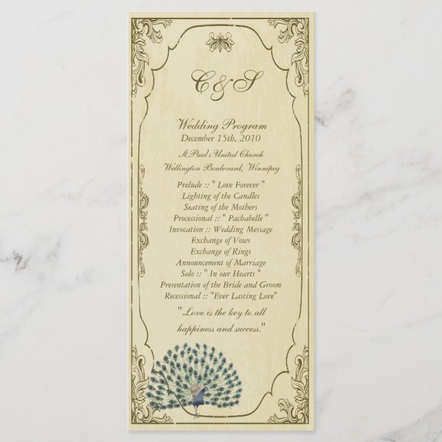 25 Vintage Bröllopsprogram för husdjur Program (Framsida)