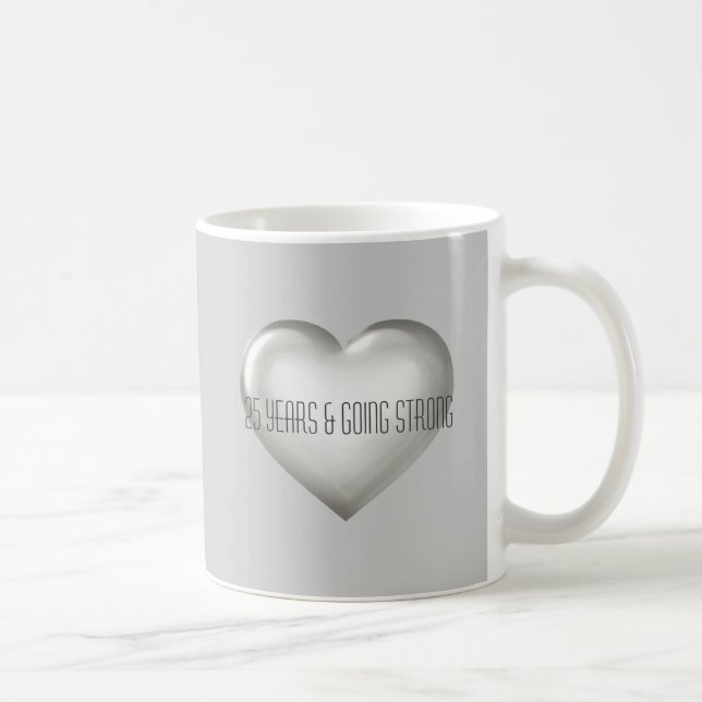 25 Years & Going Strong Silver Heart Anniversary Kaffemugg (Höger)