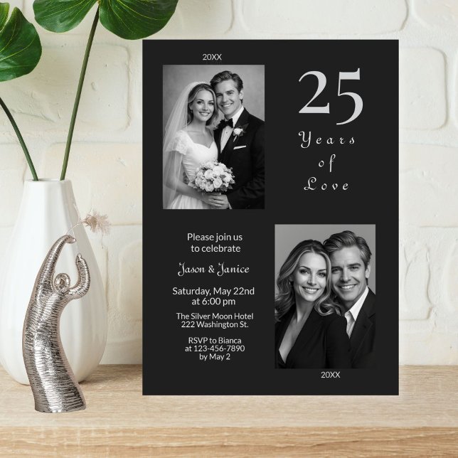 25 Years of Love Wedding Anniversary Invitation Inbjudningar (Skapare uppladdad)