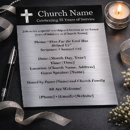 25th Anniversary Black Silver Church Invitation Reklamblad