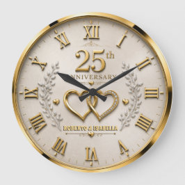 25th Anniversary Elegant Silver & Gold Wedding Stor Klocka