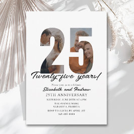25th Anniversary with Photo Minimalist Inbjudningar