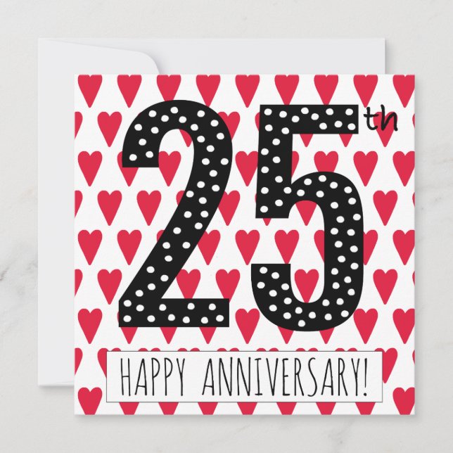 25th årsdag för lycklig! - Hälsningkort Tack Kort (Framsida)