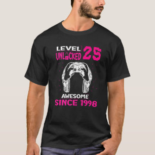 25th Birthday Gaming Level 25 Unlocked Awesome Sin T Shirt