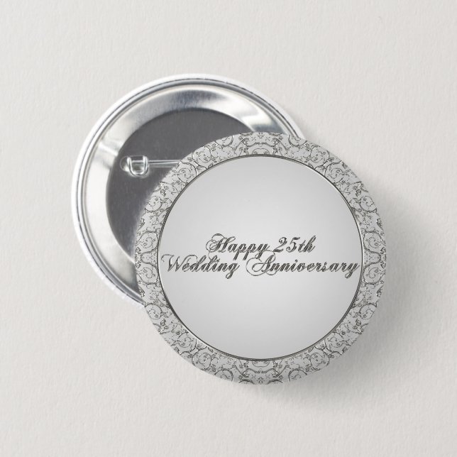 25th Bröllopsdagen knäppas Knapp (Framsida & baksida)