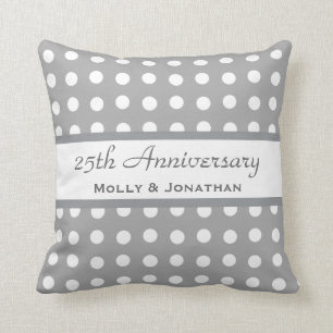 25th Bröllopsdagsilverpolka dots B24 Kudde