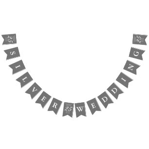 25th BröllopsdagsilverStardust konfettiar Vimplar