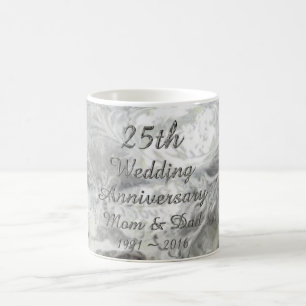 25th Chic silvertypografi för bröllopsdag Kaffemugg