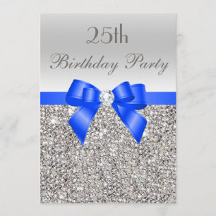 25th Diamant för pilbåge för blått för Inbjudningar