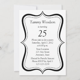 25th födelsedagsfest inbjudan för modern svart