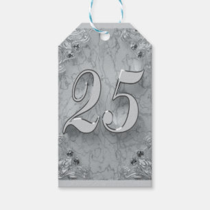25th Regal silvermarmor för födelsedag eller fö Presentetikett