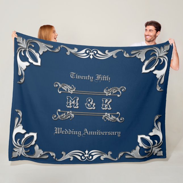 25th Silver för bröllopsdagklassikerbokomslag Fleecefilt (På plats)