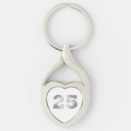 25th Silverårsdag Keychain Twisted Heart Silverfärgad Nyckelring