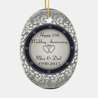 25th Silverbröllopsdag Julgransprydnad Keramik