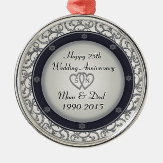25th Silverbröllopsdag Julgransprydnad Metall