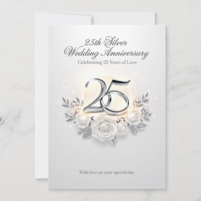 25th Wedding Anniversary Card – Celebrating 25 Yea Julkort (Framsida)