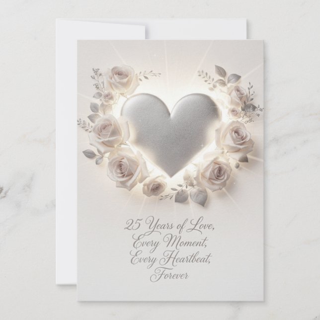 25th Wedding Anniversary Card – Romantic Luxury  Julkort (Framsida)