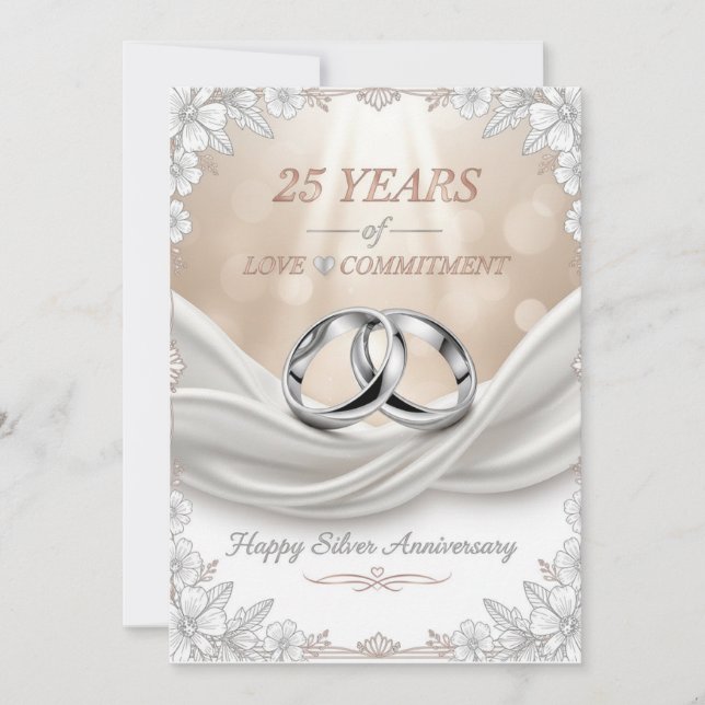 25th Wedding Anniversary Card – Silver Anniversary Julkort (Framsida)