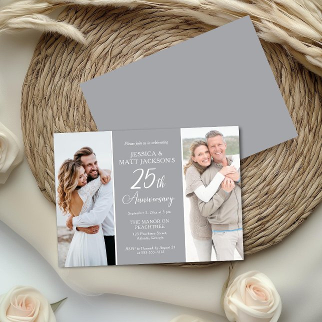 25th Wedding Anniversary Celebration Then and Now  Inbjudningar (Skapare uppladdad)