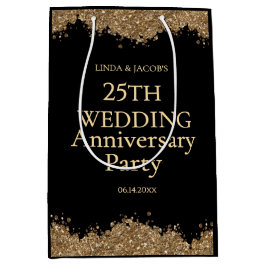 25th Wedding Anniversary Gold Faux Glitter 