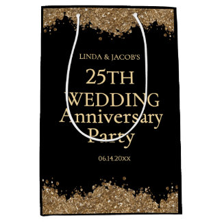 25th Wedding Anniversary Gold Faux Glitter 