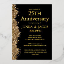 25th Wedding Anniversary Gold Faux Glitter 