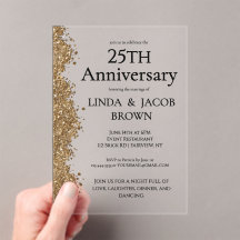 25th Wedding Anniversary Gold Faux Glitter 