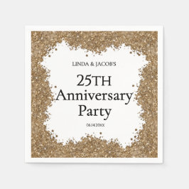 25th Wedding Anniversary Gold Faux Glitter  Pappersservett