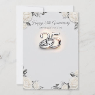 25th Wedding Anniversary Greeting Card – Silver Ma Julkort