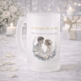 25th Wedding Anniversary Heirloom Celebration Frostat Ölglas