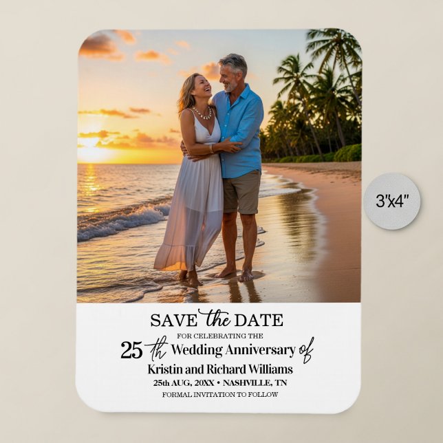 25th Wedding Anniversary Save the Date Photo Magnet (Skapare uppladdad)