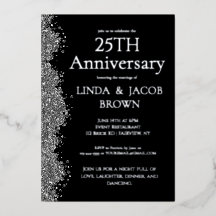 25th Wedding Anniversary Silver Faux Glitter 