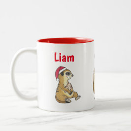 '25ver. Cute 4 Meerkats Christmas Holiday Mug Två-Tonad Mugg