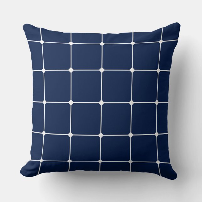 260216 Grid v2 - Vitt på Blue #001744 Kudde (Framsida)