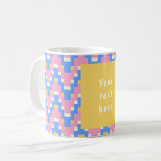 26036B Geometrisk sicksackvåg Pink Blå Gul Kaffemugg