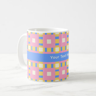 26038B Geometrisk medaljong rosa gul blå Kaffemugg