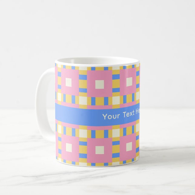 26038B Geometrisk medaljong rosa gul blå Kaffemugg (Framsida vänster)