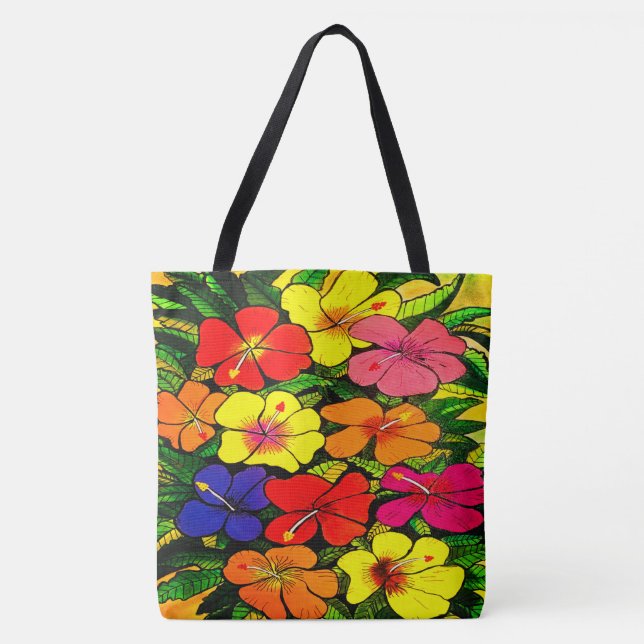 260 - Hibiscus Tote Tygkasse (Framsida)