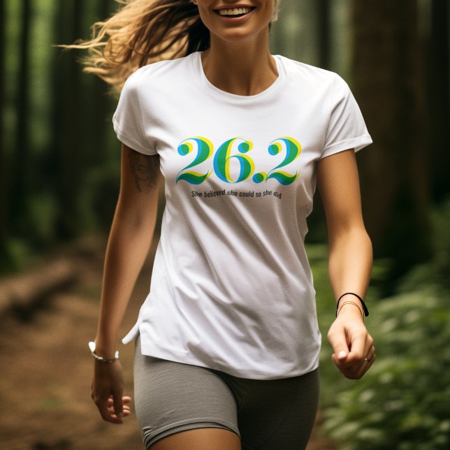 26.2 Marathon som kör fet blå Gult T Shirt (Skapare uppladdad)