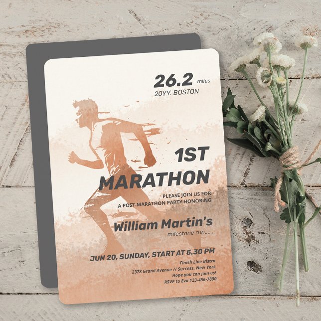 26,2 miles 1ST Marathon-Post Marathon Party Inbjudningar (26.2miles 1ST Marathon-Post Marathon Party Invitation)