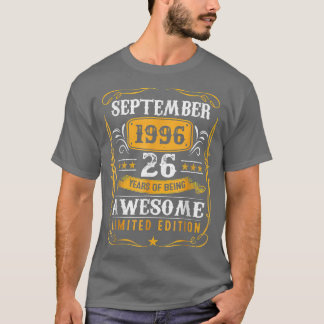 26 års Vintage för gamla gåvor september 1996 26:e T Shirt