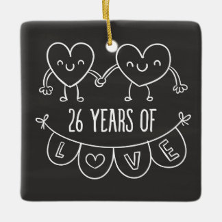 26-årsjubiléet Gift Chalk Hearts Julgransprydnad Keramik