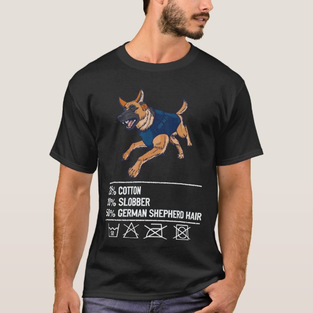 26 Bomull Slarv Tysk Shepherd hundhår Tysk Shepher T Shirt (Framsida)