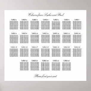 26 Bord Elegant Minimalistisk Sittplatsschema Poster
